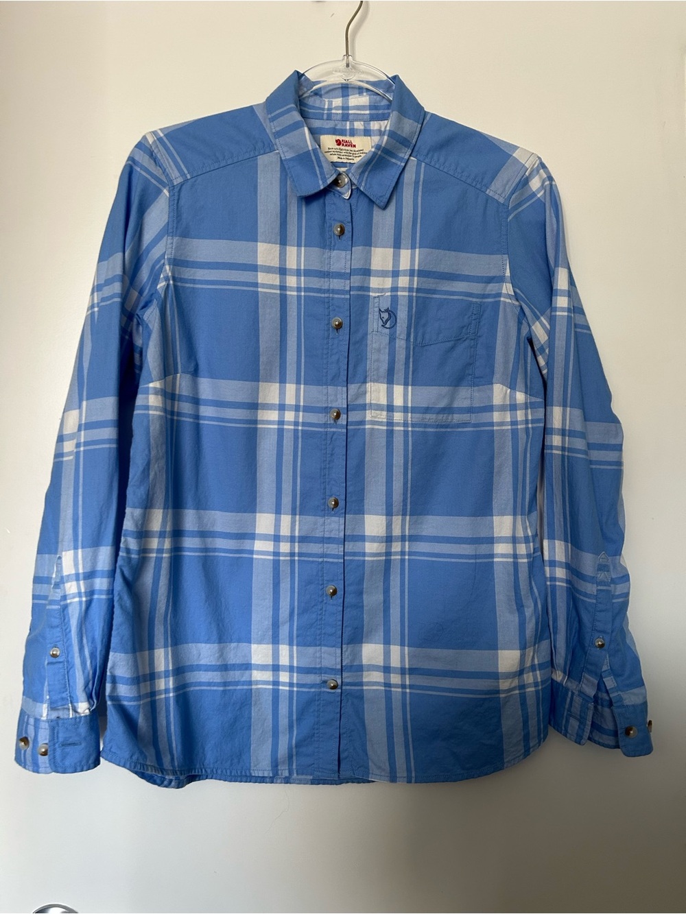 Fjallraven Ovik Lite Blue Plaid Flannel Button-Up Shirt